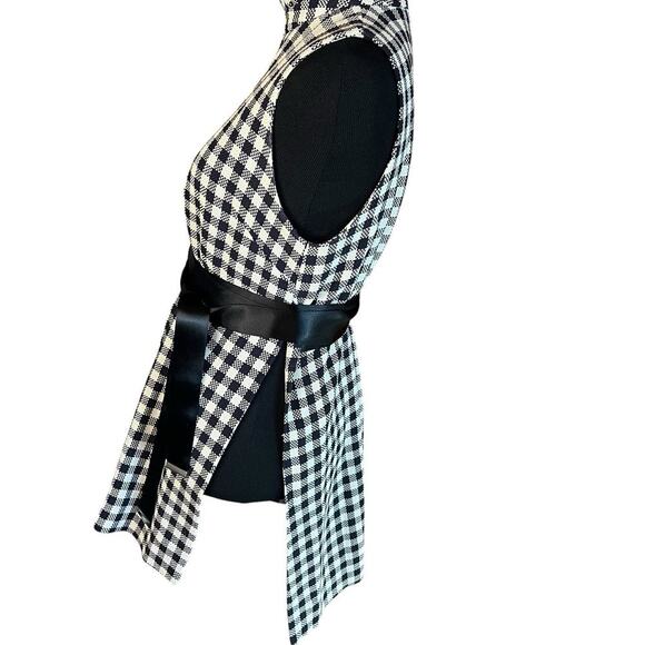 Mother of Pearl checkered tweed gingham mock neck top with side slits sz 4 - Picture 4 of 10